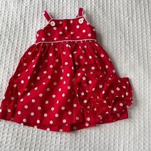 Kids Red Poke Dot Dress w/Diaper Cover - Size 18M